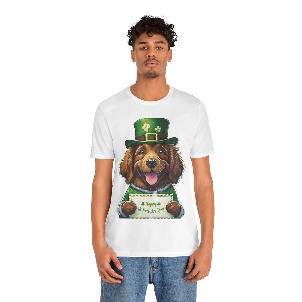 Thumbnail: Brown Newfie Newfoundland St Patrick's St Paddy's Day Unisex Short Sleeve Tee