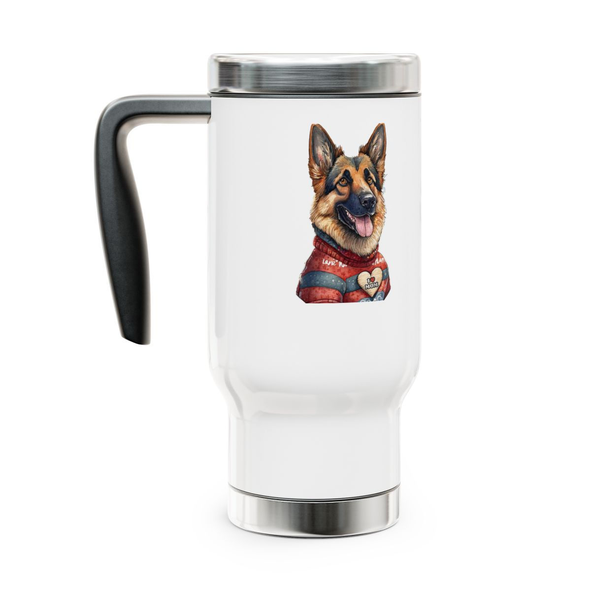 German Shepherd Mom Stainless Steel Travel Mug with Handle, 14oz
