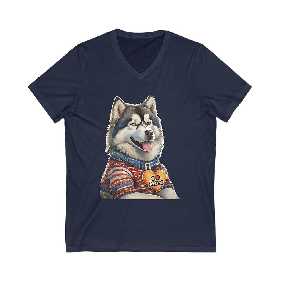 Thumbnail: Malamute Dog Mom Jersey Short Sleeve V-Neck Tee - gift for dog lovers