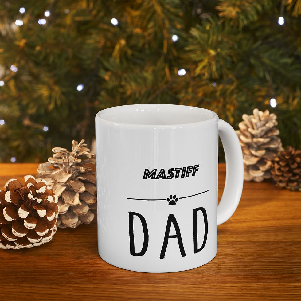 Thumbnail: Mastiff Dog Dad Ceramic Mug 11oz - dishwasher safe - gift for dog lovers