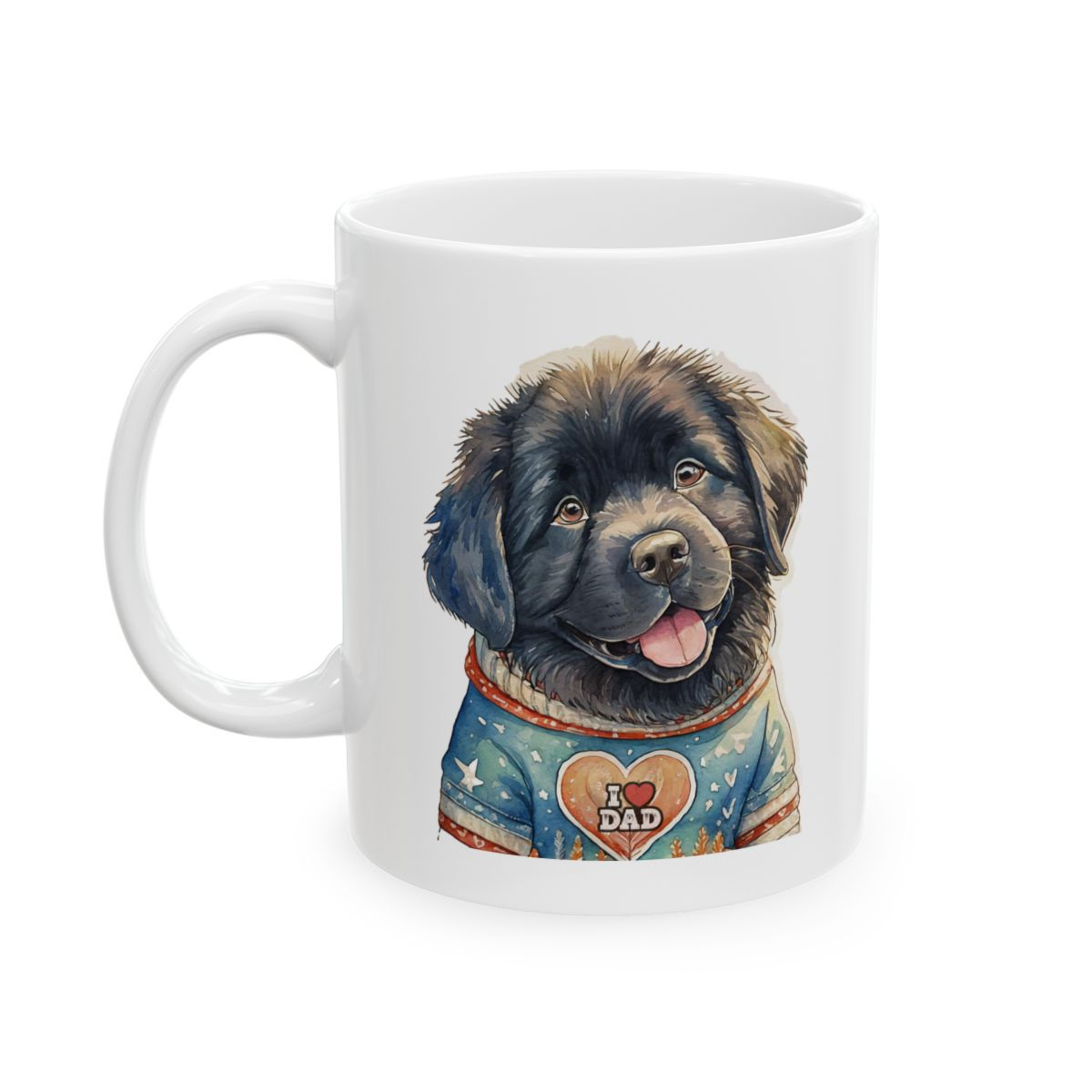 Black Newfie Dog Dad Ceramic Mug 11oz - dishwasher safe - gift for dog lovers