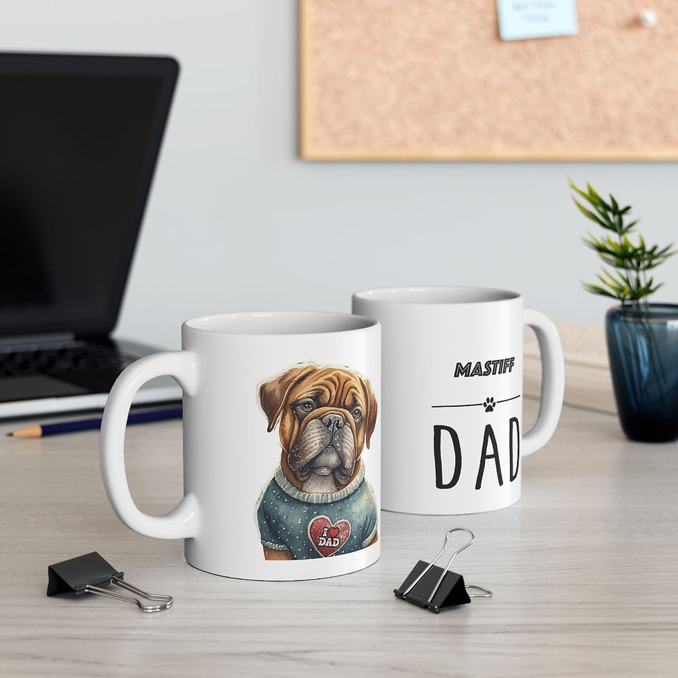 Thumbnail: Mastiff Dog Dad Ceramic Mug 11oz - dishwasher safe - gift for dog lovers