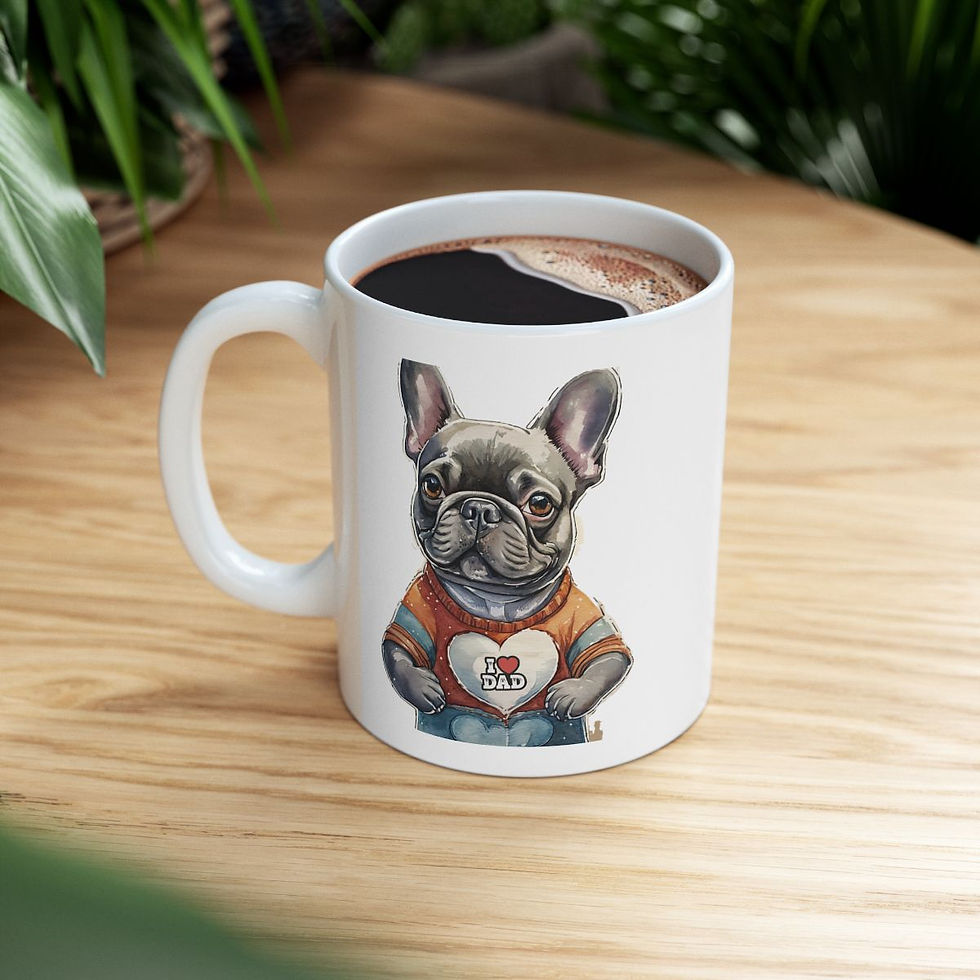 Thumbnail: Frenchie Dog Dad Ceramic Mug 11oz - dishwasher safe - gift for dog lovers