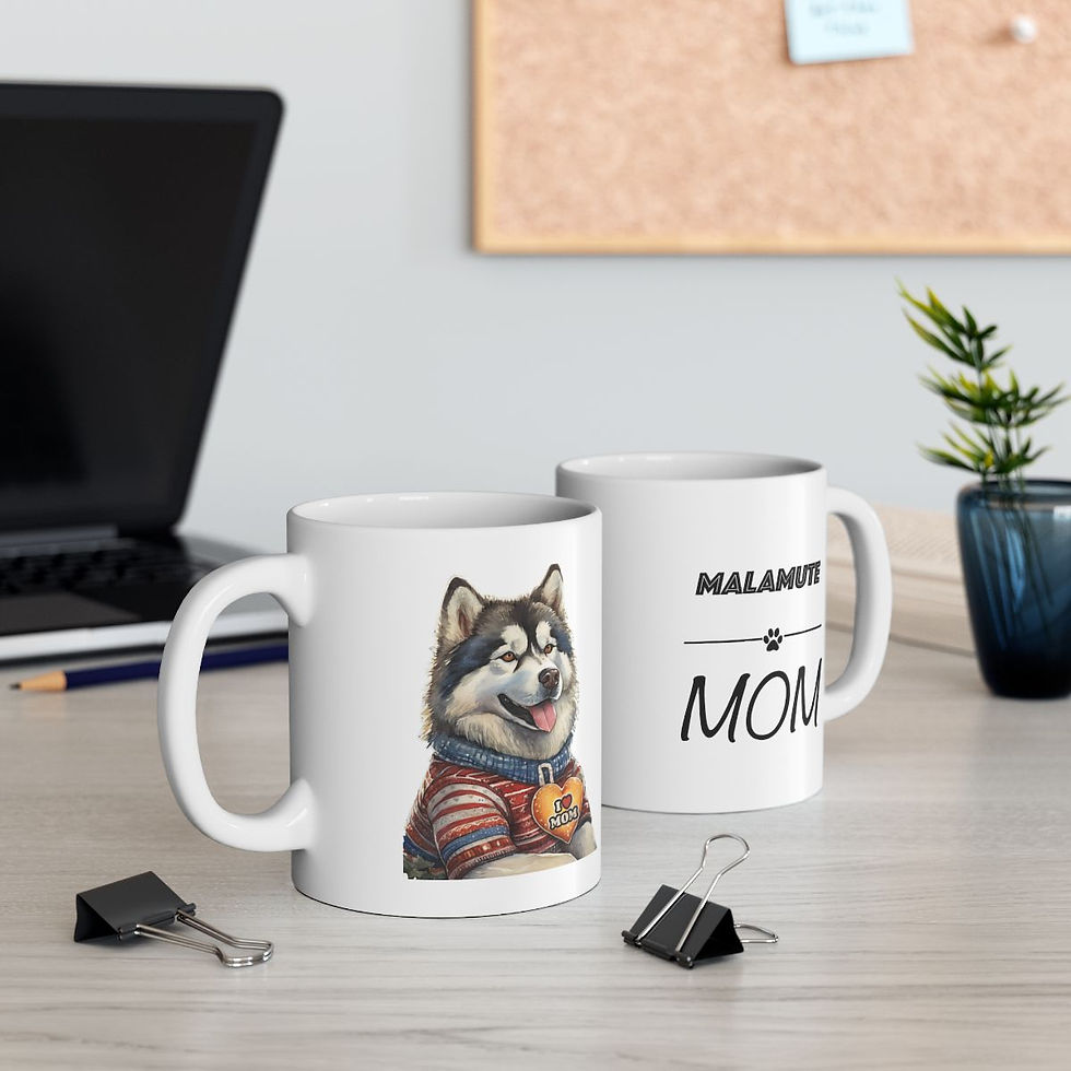 Thumbnail: Malamute Dog Mom Ceramic Mug 11oz- dishwasher safe - gift for dog lovers