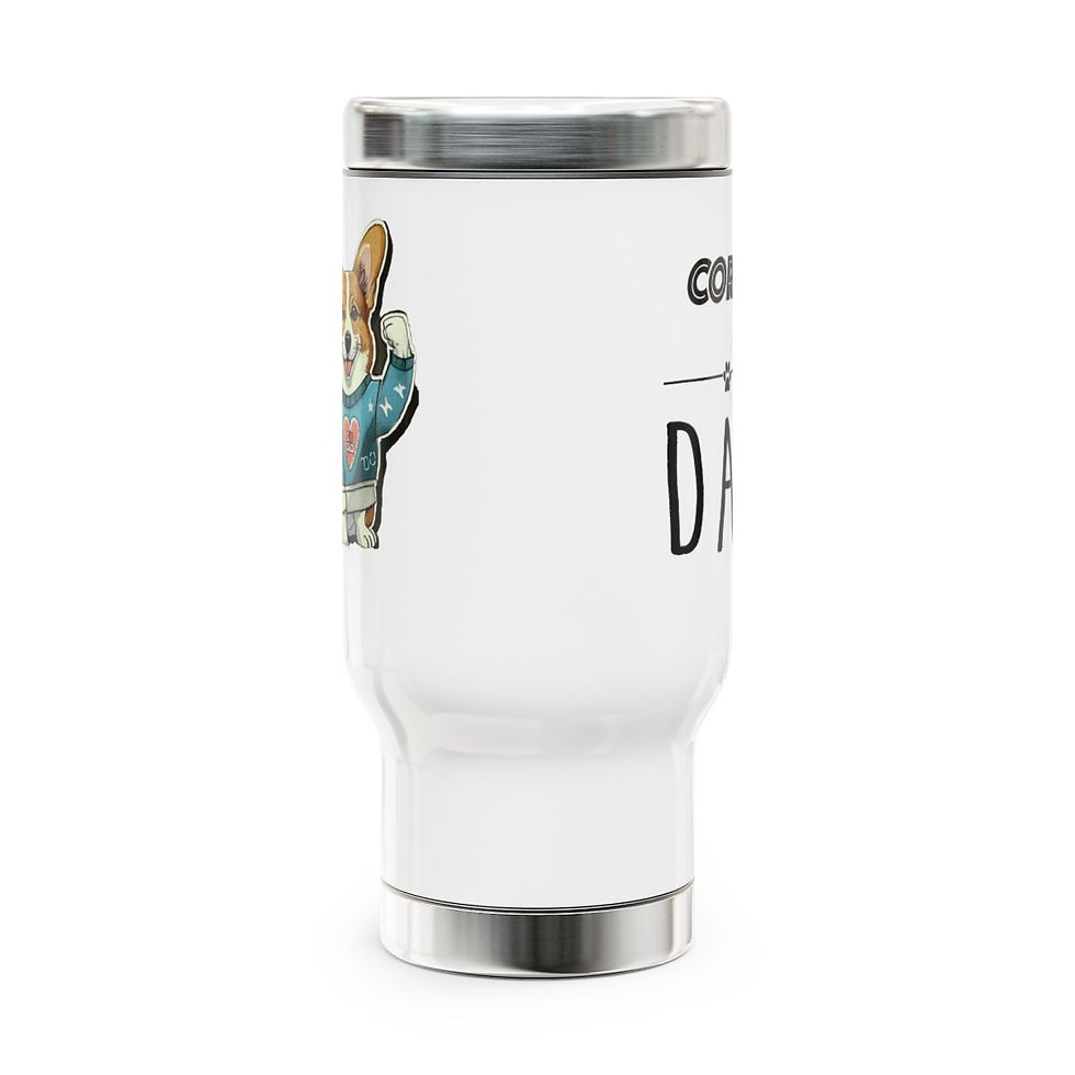 Thumbnail: Corgi Dad Stainless Steel Travel Mug with Handle, 14oz