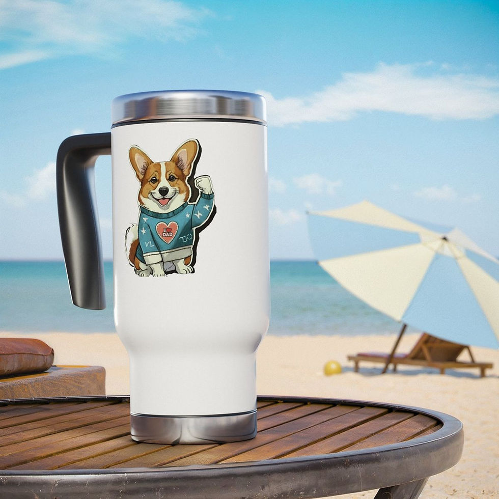 Thumbnail: Corgi Dad Stainless Steel Travel Mug with Handle, 14oz