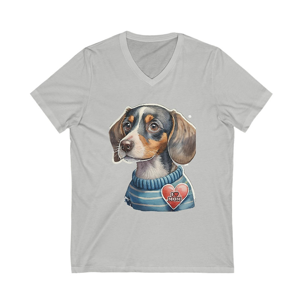Thumbnail: Daschund Dog Mom Jersey Short Sleeve V-Neck Tee - gift for dog lovers