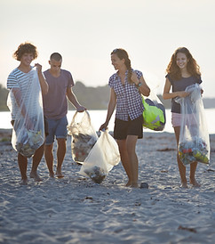 Voluntarios limpiando la playa