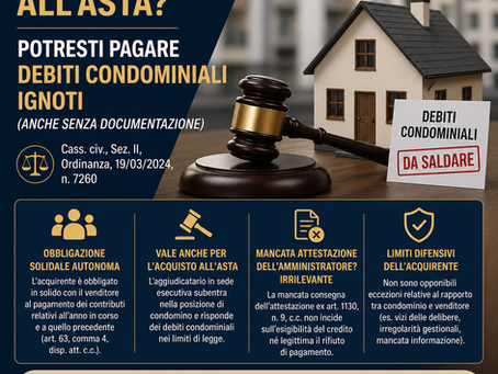 Compri casa all'asta? Potresti pagare debiti condominiali ignoti (anche senza documentazione)