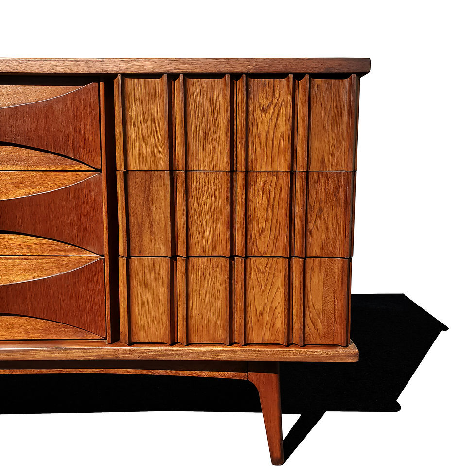 Thumbnail: A mid-century modern curved front dresser - credenza by United furniture