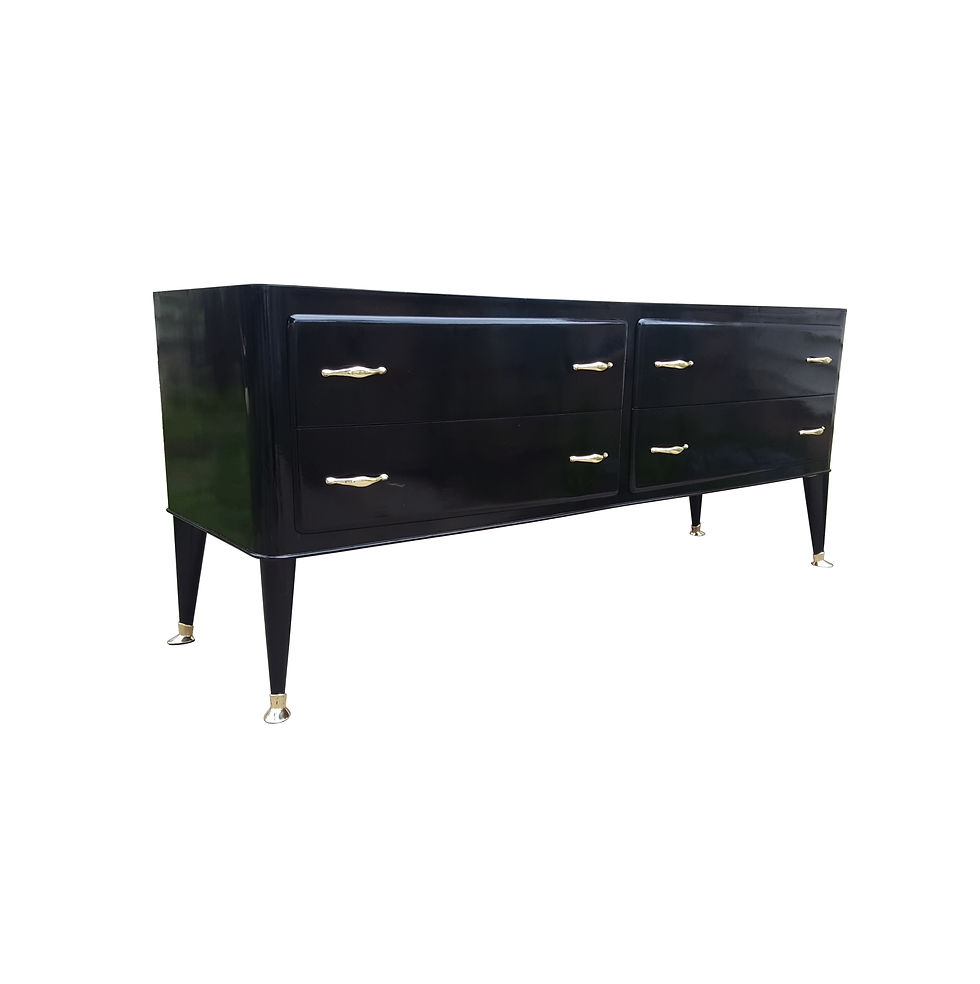 Thumbnail: Italian mid century / art deco black lacquer sideboard / dresser / credenza