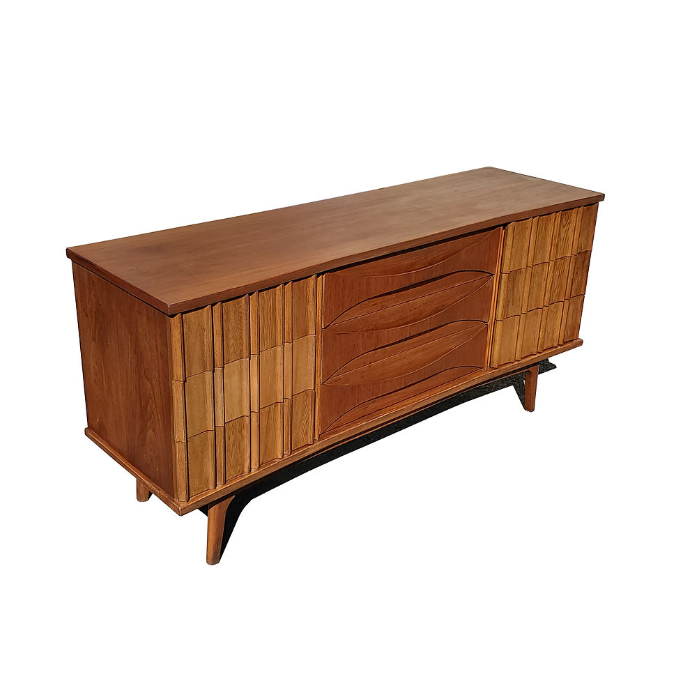 Thumbnail: A mid-century modern curved front dresser - credenza by United furniture