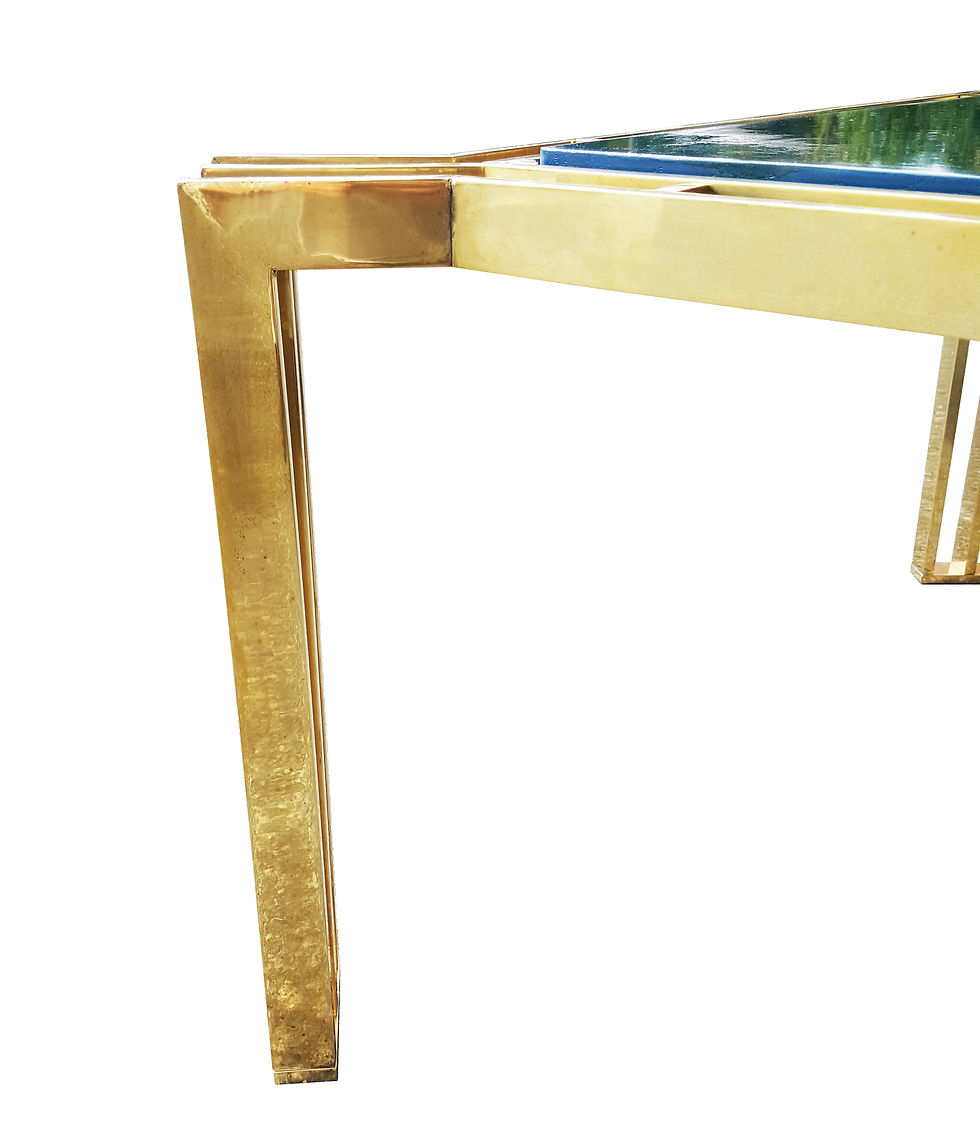 Thumbnail: Mid century modern brass and blue lacquer coffee table