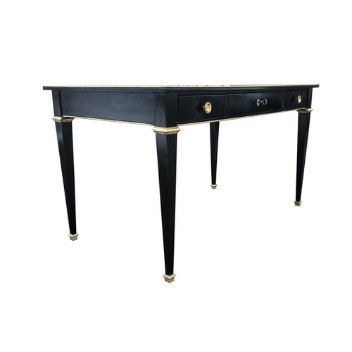 A French black lacquer neoclassical Hollywood regency desk bagatelle