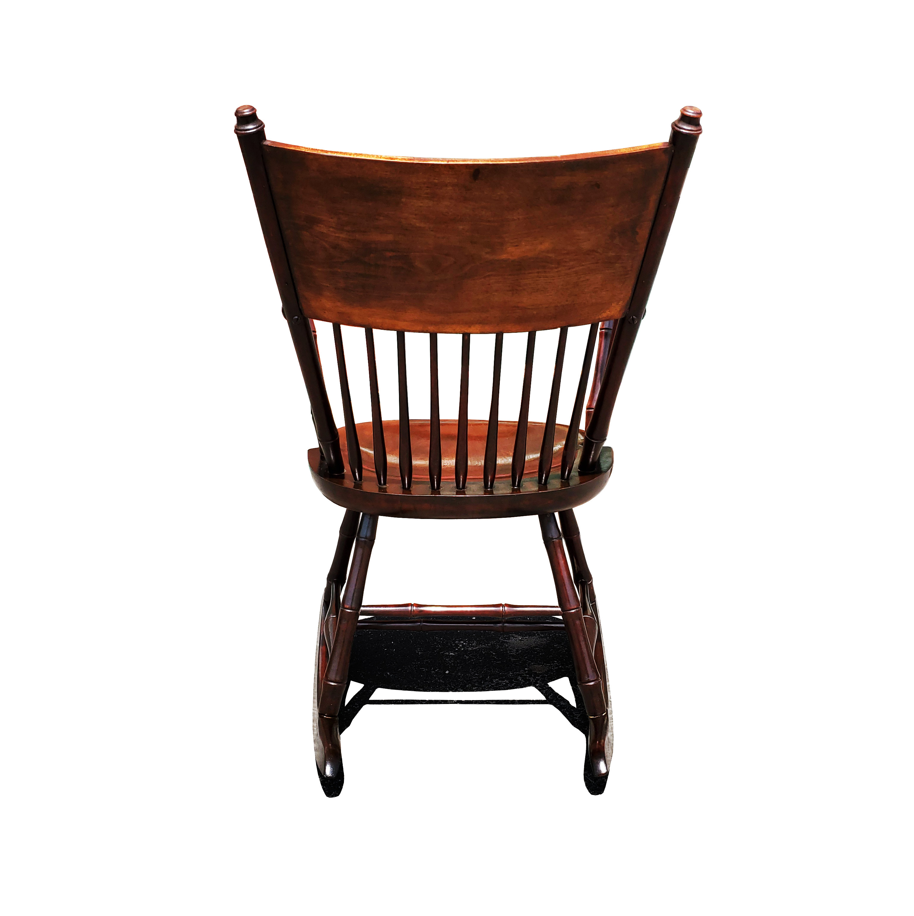 An antique Federal style faux bamboo rocking chair bagatelle