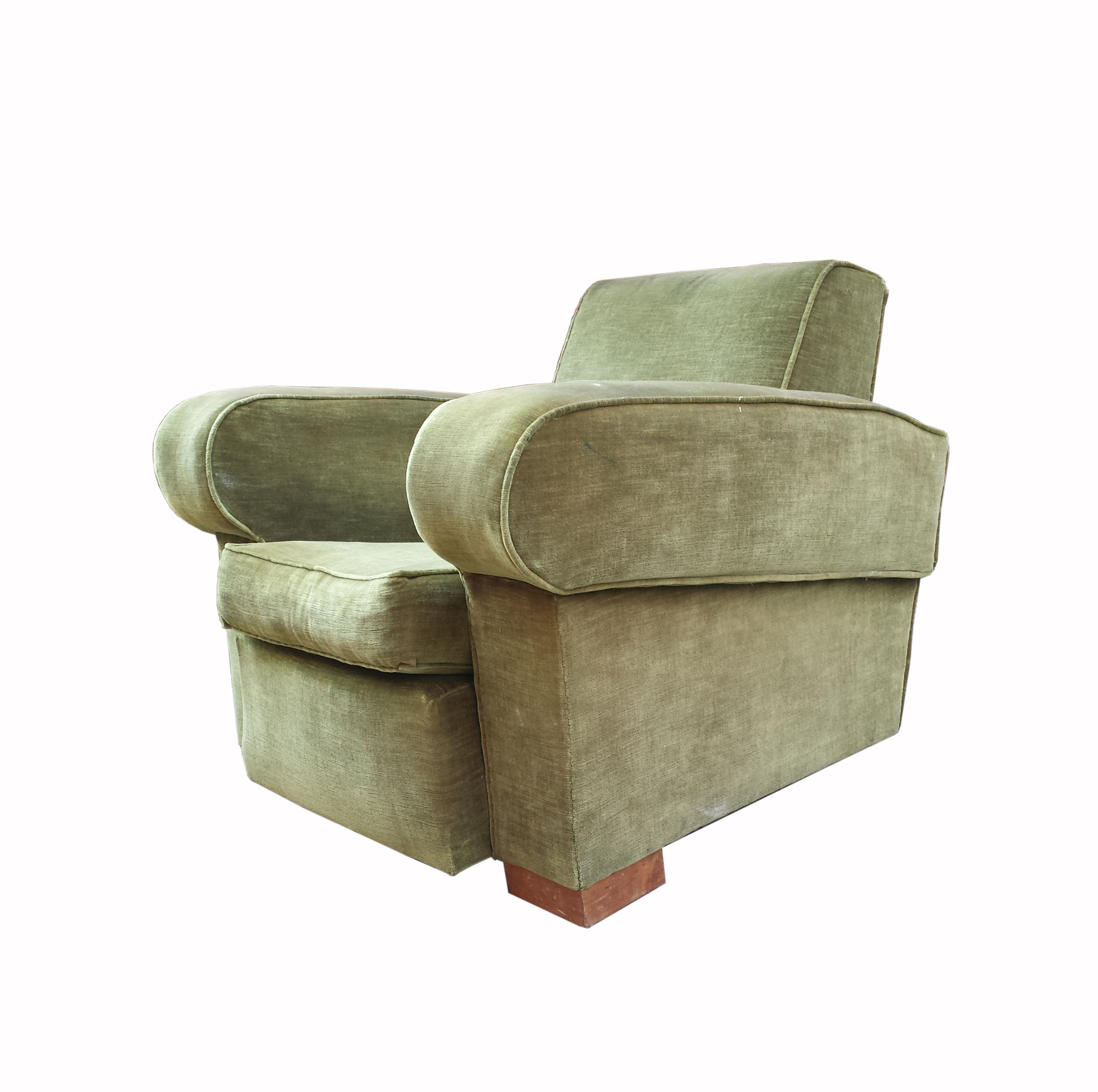 A pair of French Art deco 1930's Club chairs