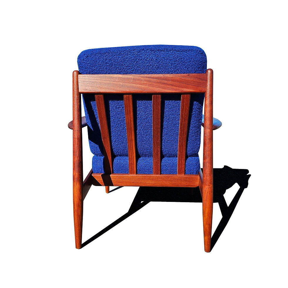 Thumbnail: A Danish mid century modern teak wood Grete Jalk lounge chair