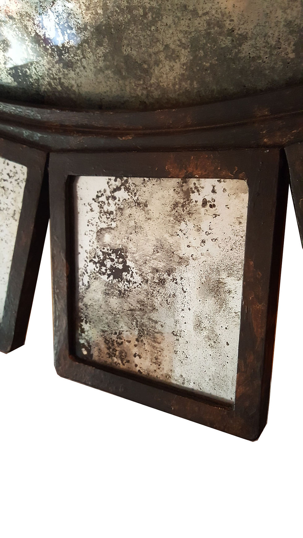 Thumbnail: Large sunburst convex industrial / brutalist mid century modern mirror