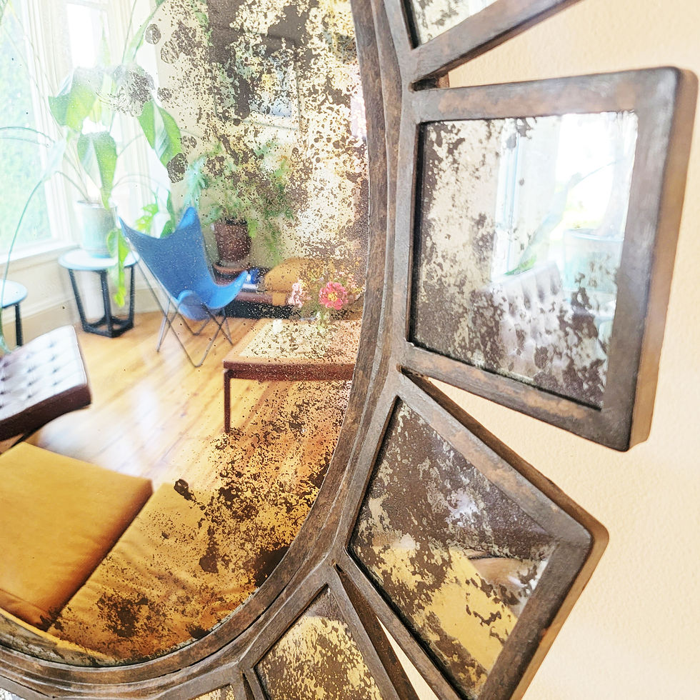 Thumbnail: Large sunburst convex industrial - brutalist - MCM style mirror