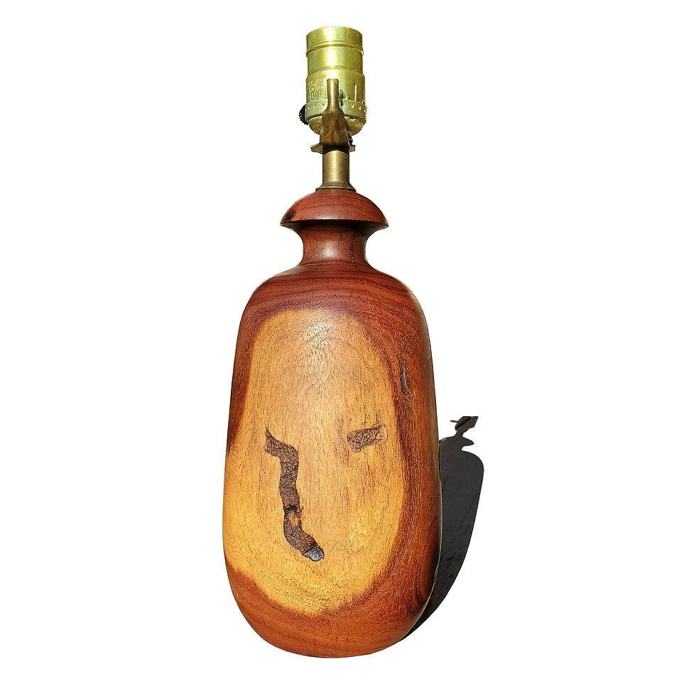 Thumbnail: A pair a mid-century modern handcrafted wooden lamps