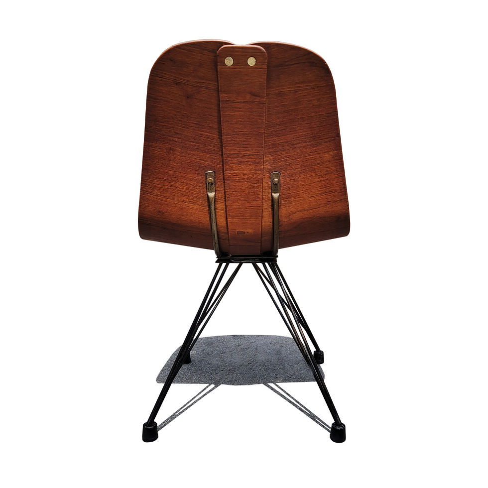 Thumbnail: A set of 4 mid-century modern / industrial plywood dining chairs by Steelcraft