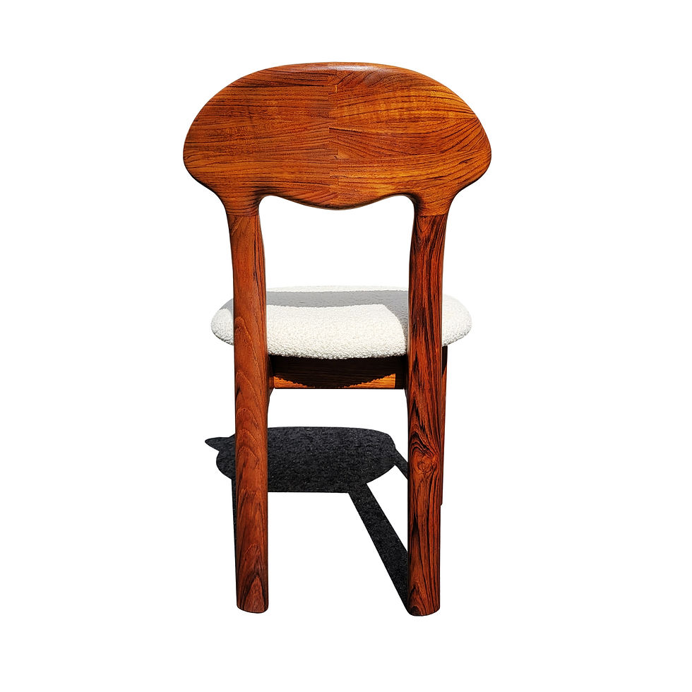 Thumbnail: A set of 4 mid century post modern teak wood dining chairs