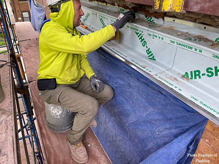 New Flashing Being Installed Caulking Termination Bar