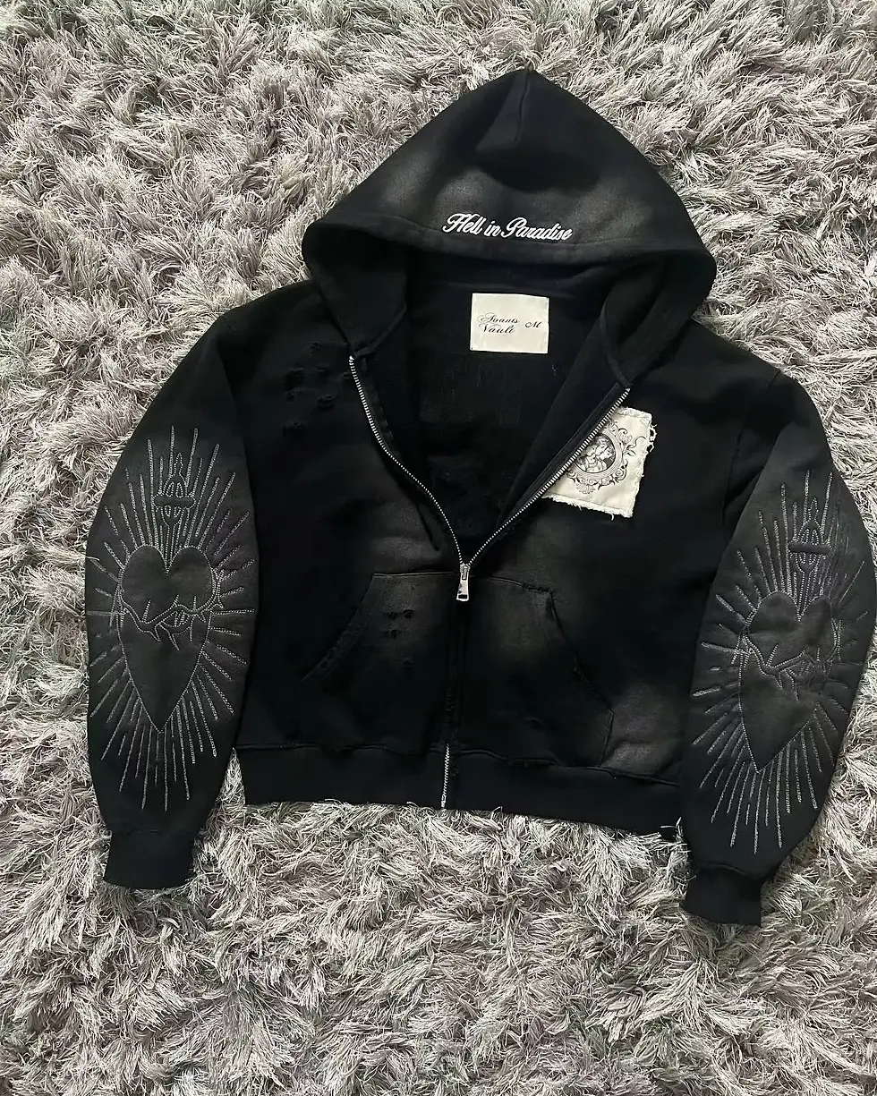 Thumbnail: Clothing New Fashion Letter Embroidery Patch Zipper Hooded