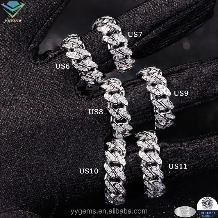 Six diamond rings with sizes US6, US7, US8, US9, US10, US11 on display.