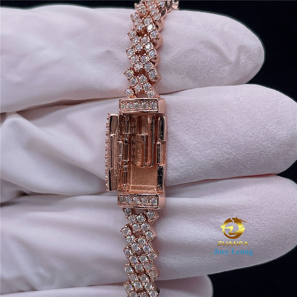 Thumbnail: Close-up of diamond bracelet on gloved hand with logo showing jewelry details