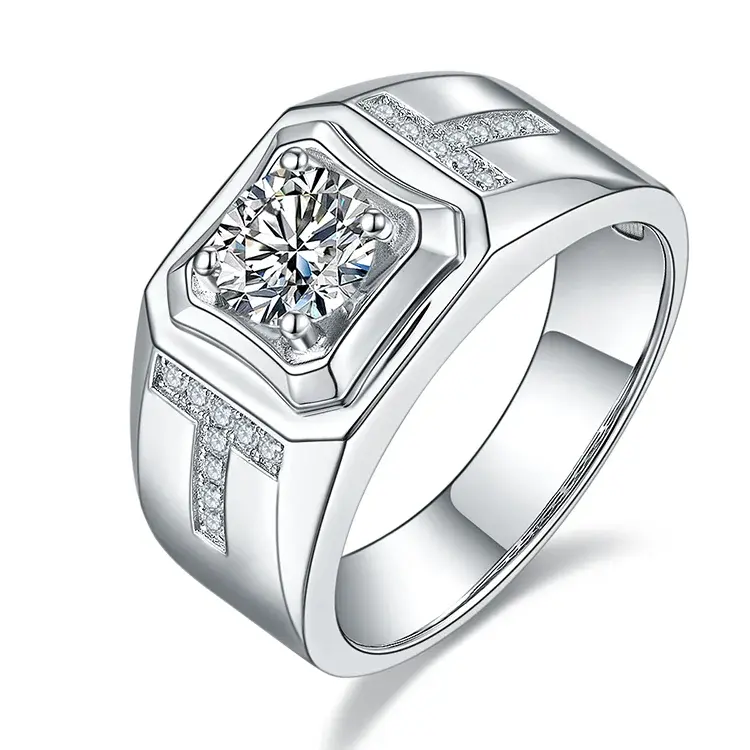 Thumbnail: Silver ring with a large diamond, modern design, close-up shot.