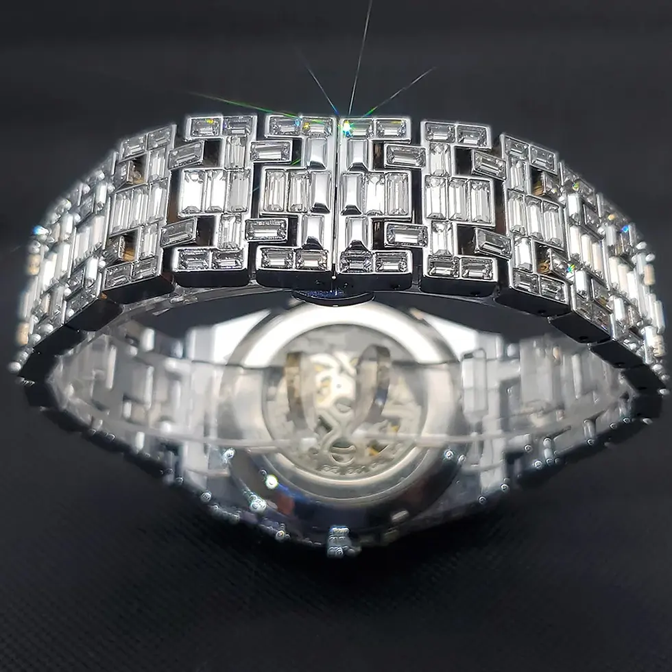 Thumbnail: Silver watch with bright crystals. Decorative wristwatch on dark surface.