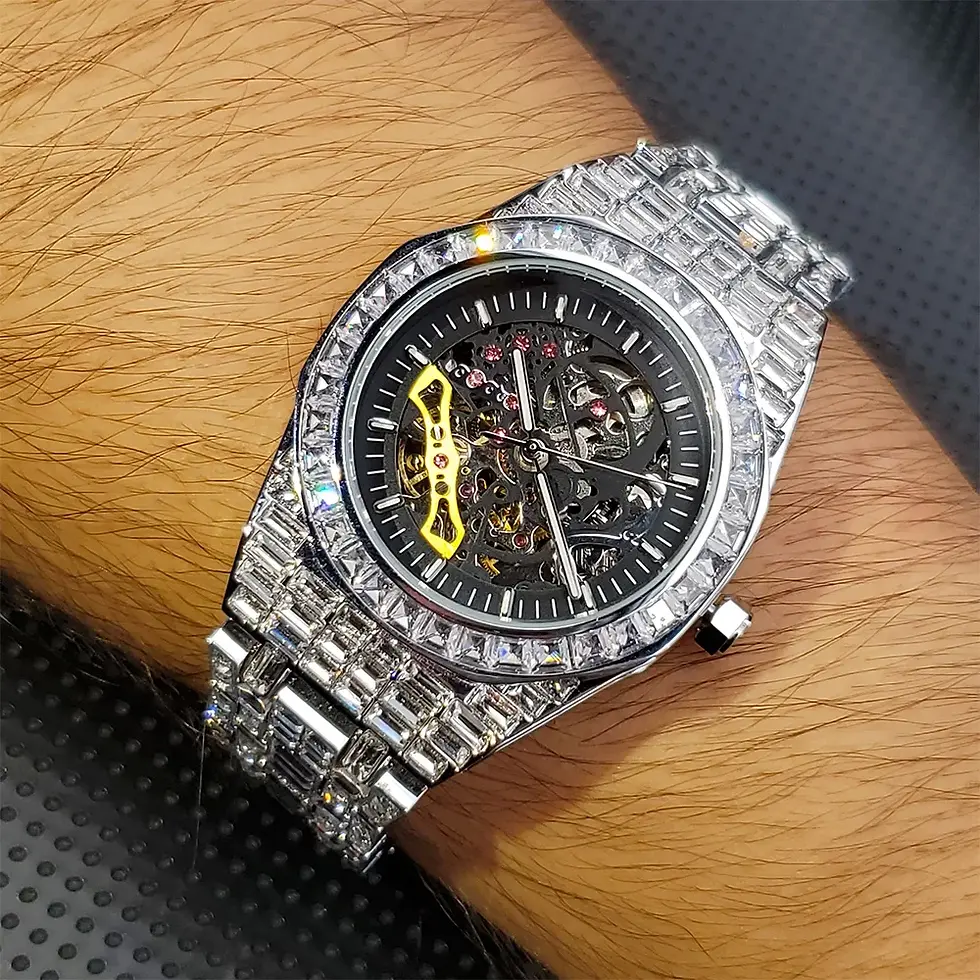 Thumbnail: Close-up of a sparkling diamond watch on a person's wrist for fashion.