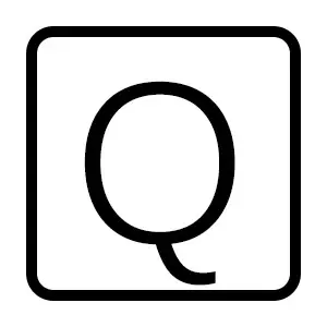 Thumbnail: White square icon with a black letter Q inside the box.