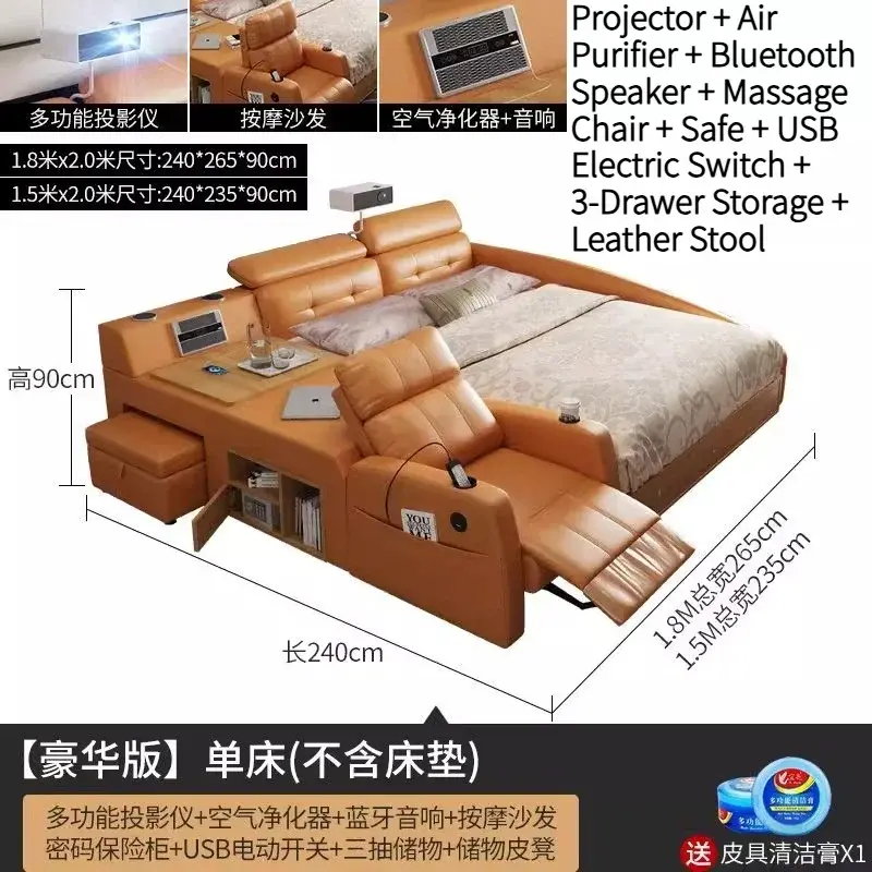Thumbnail: Multifunctional Electric Smart Tatami Leather Bed