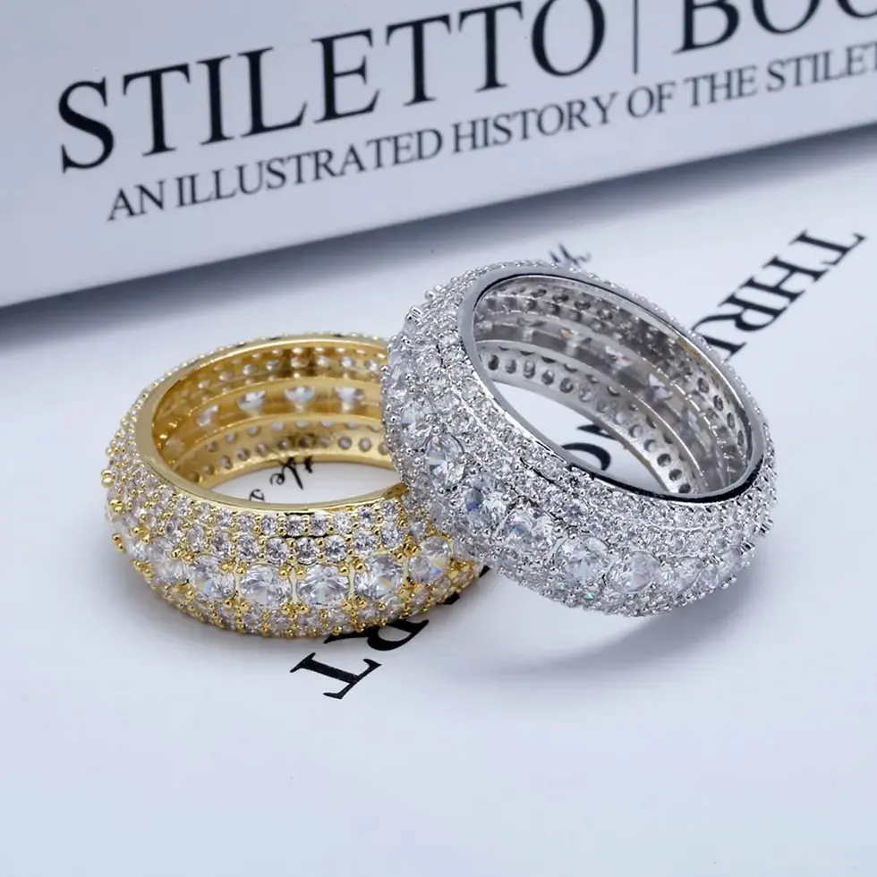 Thumbnail: Two rings with STILETO, glittering designs, and AN ILLUSTRATED HISTORY OF THE STILETO