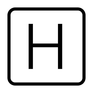 Thumbnail: White rounded square with black capital letter H inside it.