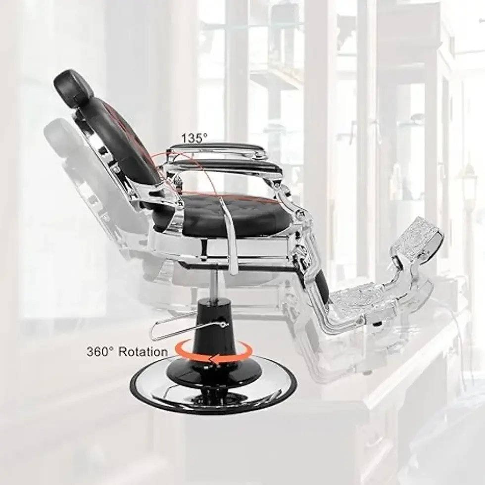 Thumbnail: 700lbs Heavy Duty Vintage Recline Barber Chair – Hydraulic,