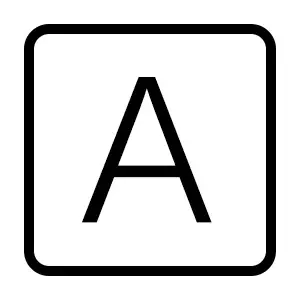 Thumbnail: White square with the black letter A inside of a black border.