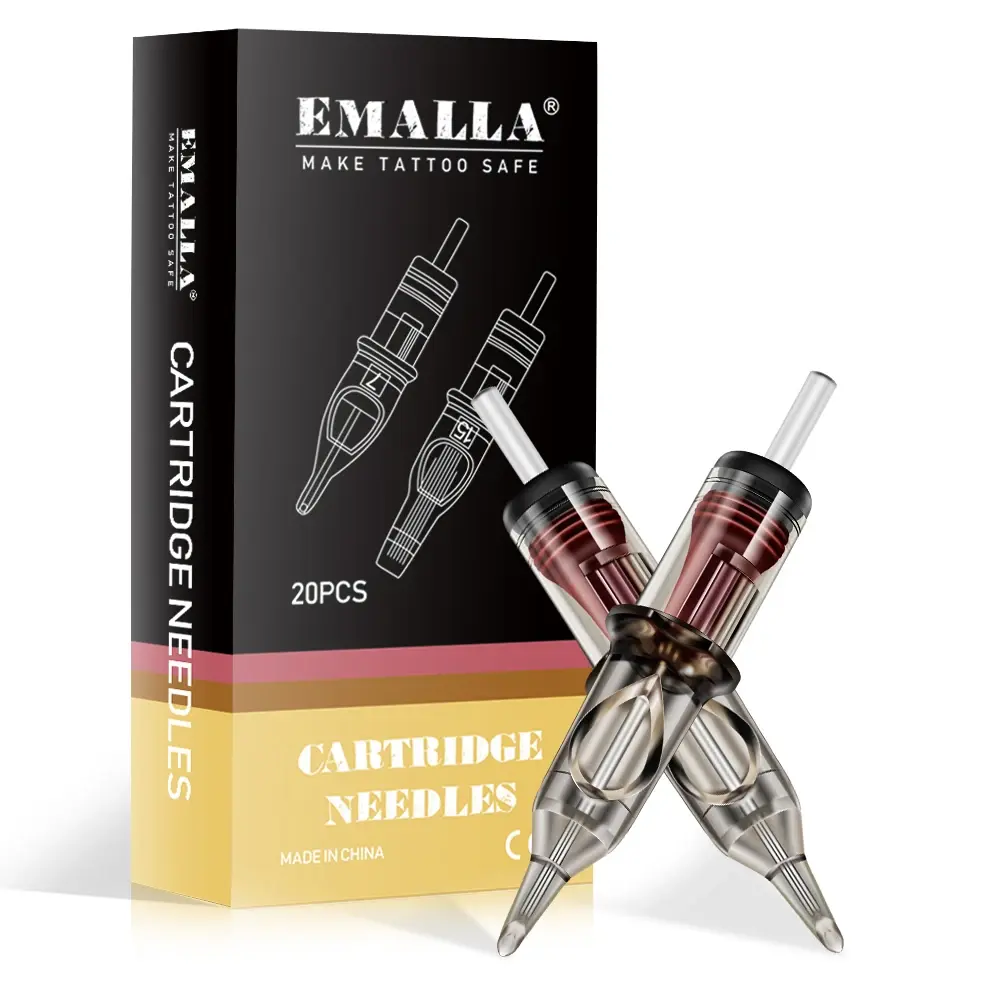 EMALLA 20PCS Gray Tattoo Cartridge Needle 3/5/7/9/11/14rl Disposable Sterilized