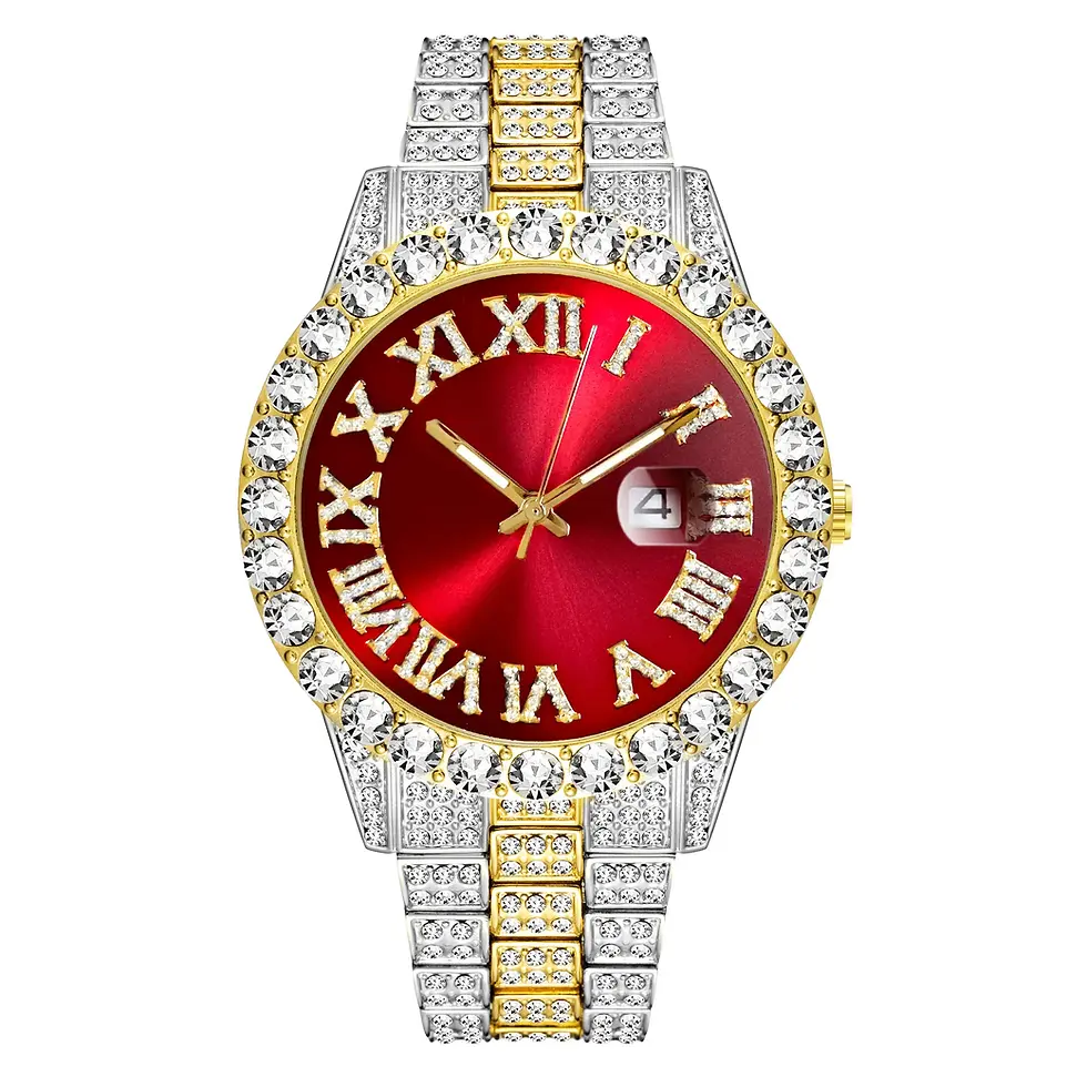 Thumbnail: Luxury wristwatch with red face and roman numerals, showcasing elegance and style.