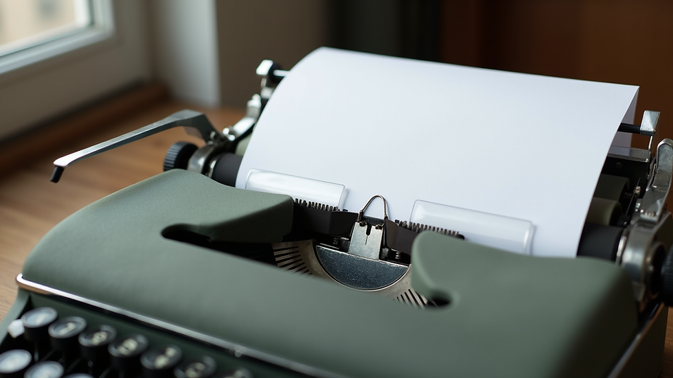 Close-up view of a vintage typewriter with a blank sheet of paper
