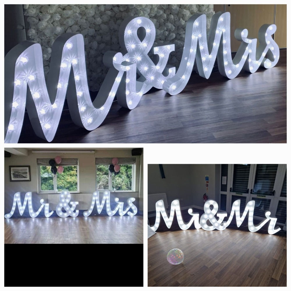 Large Light Up Mr and Mrs  - White