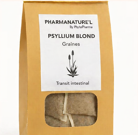 Sac de thé psyllium blond en vue rapprochée.png