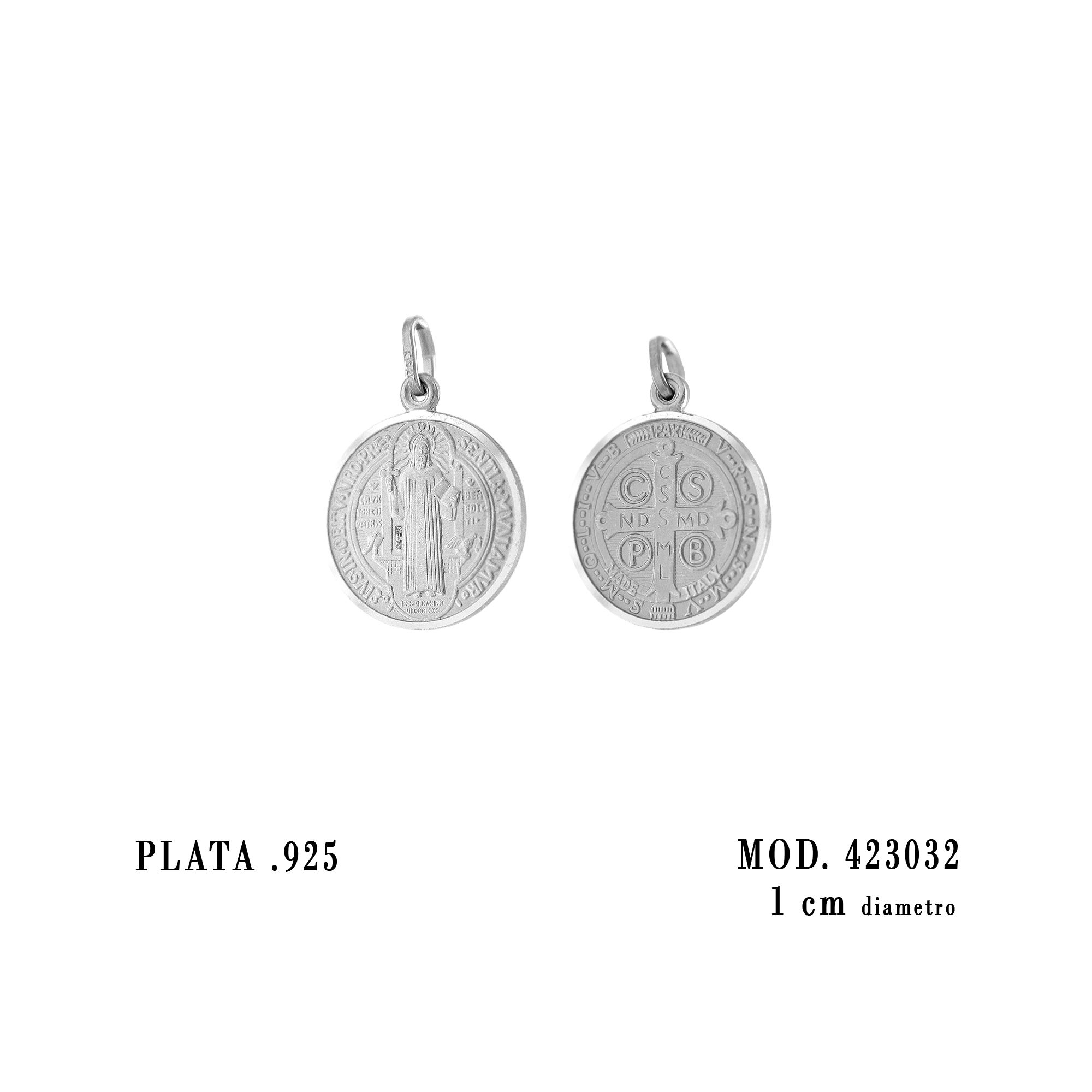 MEDALLA DE PLATA STERLING SAN BENITO PEQUEÑA
