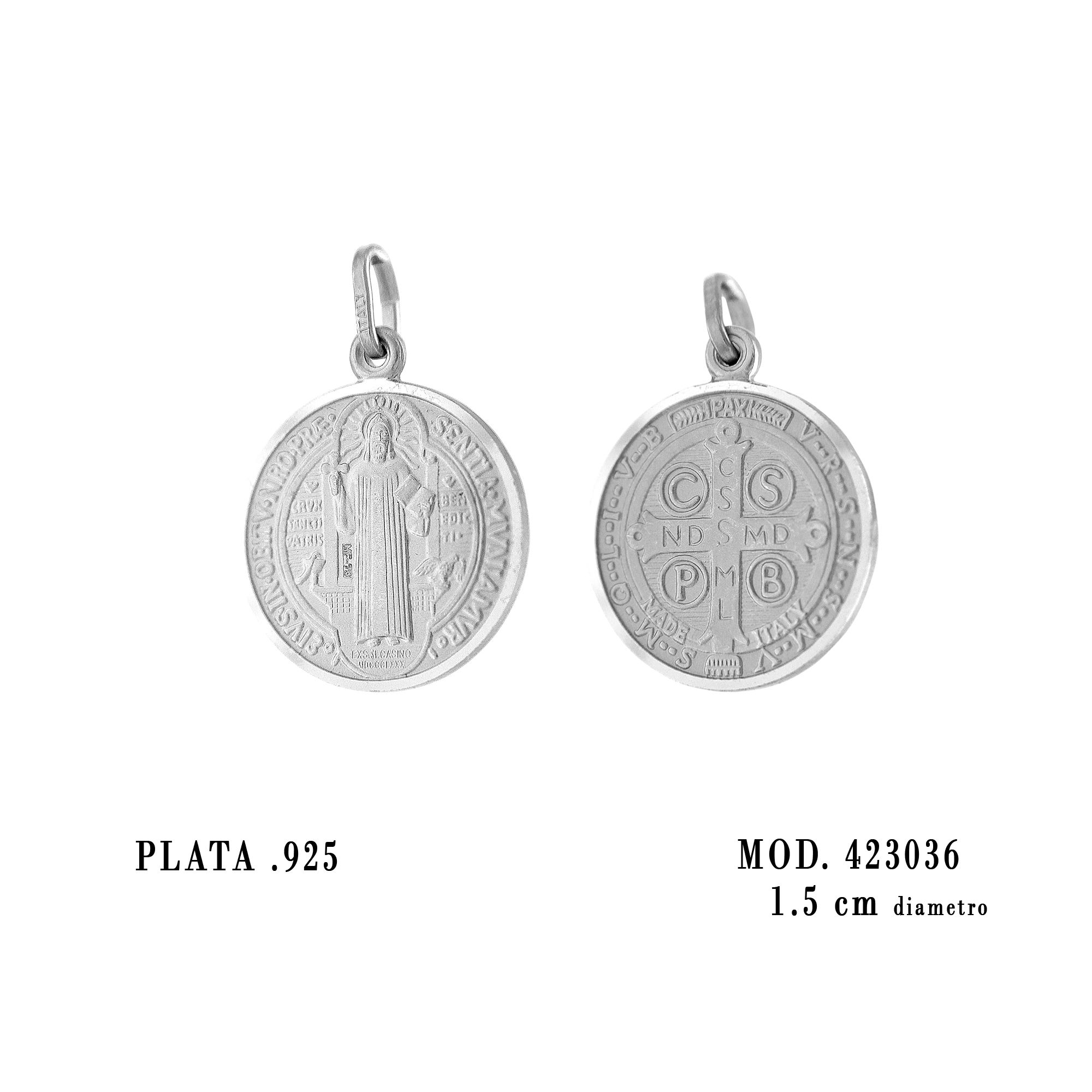 MEDALLA DE PLATA STERLING SAN BENITO MEDIANA
