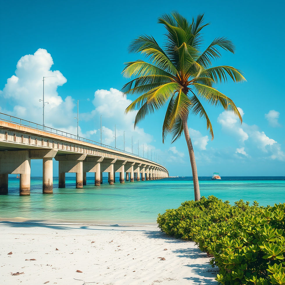Beach and bridge on the Overseas Highway to Key West.