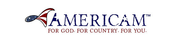 Americam Camo brand Logo, american flag incorporated into a Jesus fish