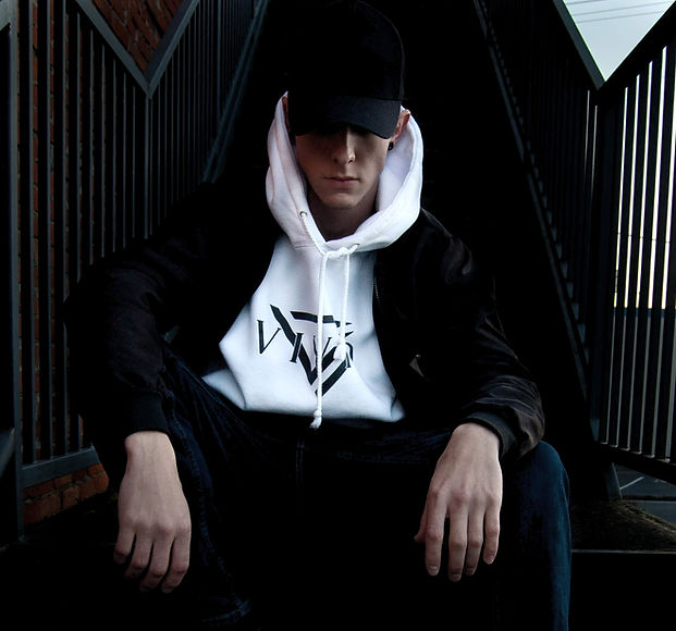 Classic White Vivid Hoodie. Light Weight Black Bomber
