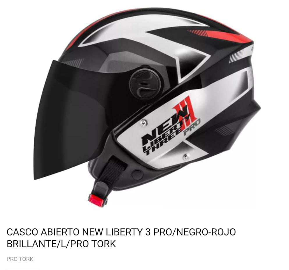 CASCO ABIERTO NEW LIBERTY 3 PRO/NEGROROJO BRILLANTE/L/PRO TORK